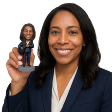 Custom Bobblehead Female mail carrier wearing a jacket with a bag over her shoulder - Careers & Professionals Corporate & Executives Personalized Bobblehead & Action Figure