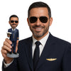 Custom Bobblehead Flight Captain holding his hat in one hand wearing a nice pilot's suit - Careers & Professionals Arms Forces Personalized Bobblehead & Action Figure