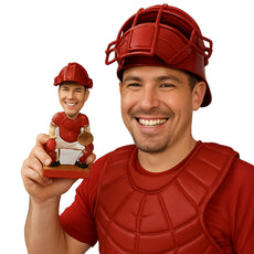 Custom Bobblehead Fearless Baseball Catcher About To Catch A Ball - Sports & Hobbies Baseball & Softball Personalized Bobblehead & Cake Topper