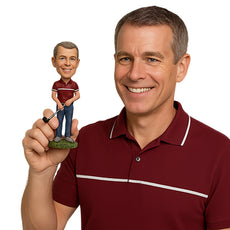Custom Bobblehead Handsome Golfer Wearing A Polo Shirt And Ready To Tee Off - Sports & Hobbies Golfing Personalized Bobblehead & Cake Topper