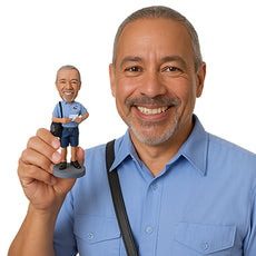 Custom Bobblehead Mail Delivery Wearing Shorts With A Bag Over His Shoulder - Careers & Professionals Corporate & Executives Personalized Bobblehead & Cake Topper (Copy)