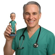 Custom Bobblehead Doctor Ready For Surgery Wearing His Surgical Outfit - Careers & Professionals Medical Doctors Personalized Bobblehead & Cake Topper