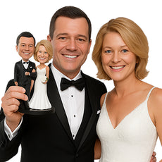 Custom Bobblehead Smart Couple Ready For Their Wedding - Wedding & Couples Couple Personalized Bobblehead & Cake Topper