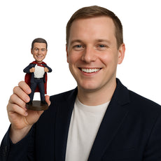 Custom Bobblehead Corporate Executive With Suit and Superhero Cape - Careers & Professionals Corporate & Executives Personalized Bobblehead & Cake Topper