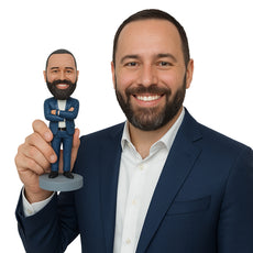 Custom Bobblehead Important business dude with crossed arms waiting for business results in a nice suit - Careers & Professionals Corporate & Executives Personalized Bobblehead & Action Figure