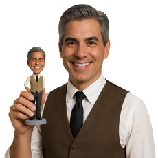 Custom Bobblehead Stylish Groomsman Wearing Formal Attire With One Hand In Pocket - Wedding & Couples Groomsman & Best Men Personalized Bobblehead & Cake Topper