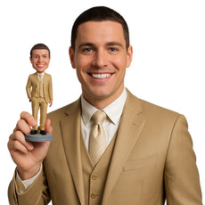 Custom Bobblehead Handsome Groomsman Wearing Formal Attire With One Hand In Pocket - Wedding & Couples Groomsman & Best Men Personalized Bobblehead & Cake Topper