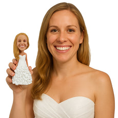 Custom Bobblehead Gorgeous Bride Wearing An Elegant Gown - Wedding & Couples Brides Personalized Bobblehead & Cake Topper
