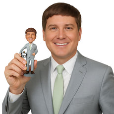 Custom Bobblehead Baseball Player Dressed Up In A Fancy Sit For His Wedding Holding A Helmet In One Hand - Wedding & Couples Grooms Personalized Bobblehead & Cake Topper