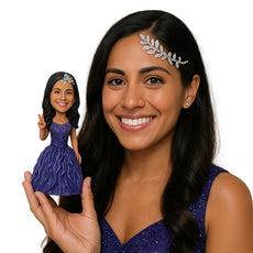 Custom Bobblehead Woman Wearing Fancy Gown - Wedding & Couples Brides Personalized Bobblehead & Cake Topper