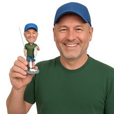 Custom Bobblehead Lucky Fisherman Catching Lots Of Fish - Sports & Hobbies Fishing Personalized Bobblehead & Cake Topper