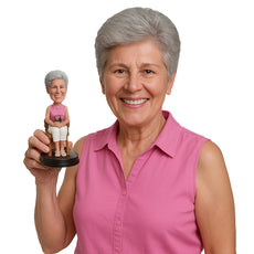 Custom Bobblehead Lovely Lady Sitting With Flowers In Hand - Leisure & Casual Casual Females Personalized Bobblehead & Cake Topper
