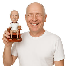 Custom Bobblehead Dapper Male Relaxing With A Mug Of Beer On Chair - Leisure & Casual Casual Males Personalized Bobblehead & Cake Topper