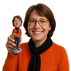 Custom Bobblehead Lovely Lady In Latest Fashion With A Cup In Hand And Scarf Around Her Neck - Leisure & Casual Casual Females Personalized Bobblehead & Cake Topper