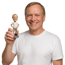 Custom Bobblehead Guy In Shorts Smiling With Hands On His Waist - Leisure & Casual Casual Males Personalized Bobblehead & Cake Topper