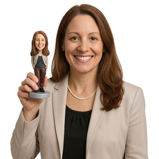 Custom Bobblehead Lady Wearing A Jacket Over Her Top With Silky Pants And Shoes - Leisure & Casual Casual Females Personalized Bobblehead & Cake Topper