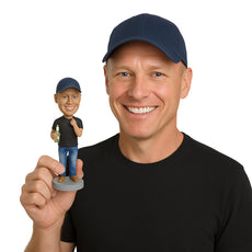 Custom Bobblehead Handsome Dude Giving A Pose Wearing A T-Shirt And Jeans With Boots - Leisure & Casual Casual Males Personalized Bobblehead & Cake Topper