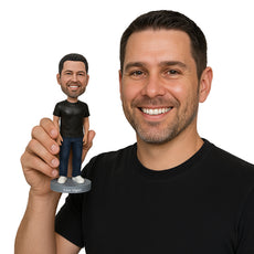 Custom Bobblehead Dude Wearing A T-Shirt And Jeans With Cool Sneakers On - Leisure & Casual Casual Males Personalized Bobblehead & Cake Topper