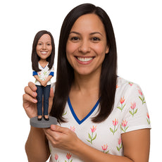 Custom Bobblehead Gorgeous Girl Wearing A Top And Jeans With Pencil Shoes - Leisure & Casual Casual Females Personalized Bobblehead & Cake Topper