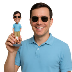 Custom Bobblehead Guy Wearing A T-Shirt And Short Pant With Sleepers - Leisure & Casual Casual Males Personalized Bobblehead & Cake Topper