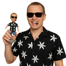 Custom Bobblehead Dude Enjoying The Moment Wearing A Short-Sleeved Shirt With Shorts - Leisure & Casual Casual Males Personalized Bobblehead & Cake Topper