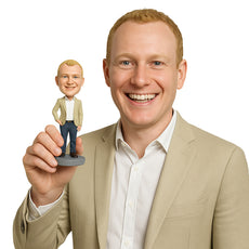 Custom Bobblehead Country Boy Looks Ready To Seal The Deal Wearing A Suit And Jeans With Boots. - Leisure & Casual Casual Males Personalized Bobblehead & Cake Topper