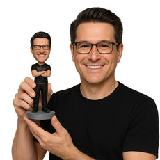 Custom Bobblehead Guy Ready For A Photo Wearing A T-Shirt And Jeans With Boots - Leisure & Casual Casual Males Personalized Bobblehead & Cake Topper