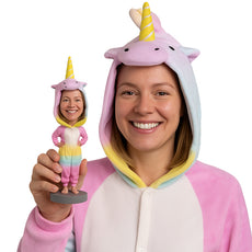 Custom Bobblehead Funny looking girl wearing a cool unicorn pijama - Leisure & Casual Casual Females Personalized Bobblehead & Action Figure