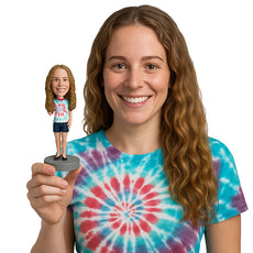 Custom Bobblehead Hippie girl having some great time wearing nice tp shirt and shorts and shoes - Leisure & Casual Casual Females Personalized Bobblehead & Action Figure