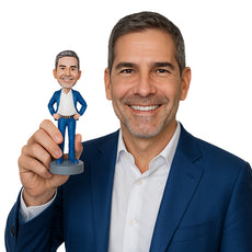 Custom Bobblehead Businessman wearng fine suit with powerful winning pose with hands on hips - Leisure & Casual Casual Males Personalized Bobblehead & Action Figure