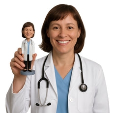 Custom Bobblehead Gorgeous Female Doctor Wearing A Lab Coat In High Heels - Careers & Professionals Medical Doctors Personalized Bobblehead & Cake Topper