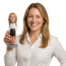 Custom Bobblehead Gorgeous Corporate Woman In Trendy Shirt And Skirt - Careers & Professionals Corporate & Executives Personalized Bobblehead & Cake Topper