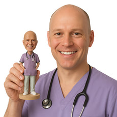 Custom Bobblehead Cool Doctor In His Attire With Both Hands In His Medical Coat - Careers & Professionals Medical Doctors Personalized Bobblehead & Cake Topper