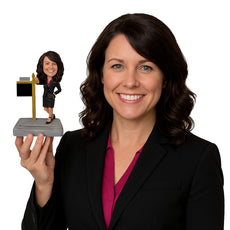 Custom Bobblehead Female Real Estate Wearing Suit And Short Skirt - Careers & Professionals Corporate & Executives Personalized Bobblehead & Cake Topper