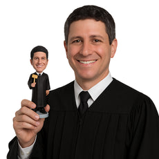 Custom Bobblehead Male Court Judge Wearing His Legal Attire Posing With Gable In His Hand - Careers & Professionals Lawyers Personalized Bobblehead & Cake Topper