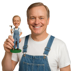 Custom Bobblehead Gardener In Overall Ready To Cultivate - Careers & Professionals Gardener Personalized Bobblehead & Cake Topper