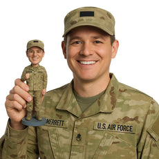 Custom Bobblehead Male US Army Soldier Wearing Military Uniform Giving A Thumbs Up - Careers & Professionals Arm Forces Personalized Bobblehead & Cake Topper