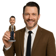 Custom Bobblehead Businessman Guy Wearing Jacket And Jeans - Careers & Professionals Corporate & Executives Personalized Bobblehead & Cake Topper