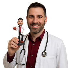 Custom Bobblehead Basketball Aficionado Doctor In His Formal Medical Attire - Careers & Professionals Medical Doctors Personalized Bobblehead & Cake Topper