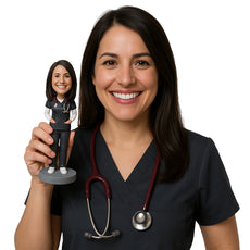 Custom Bobblehead Stylish Female Doctor Wearing A Coat And Jeans With Both Hands In Pocket - Careers & Professionals Medical Doctors Personalized Bobblehead & Cake Topper