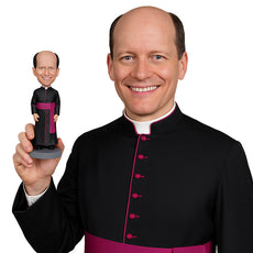 Custom Bobblehead Priest Wearing Elegant Gown With West Laces - Careers & Professionals Religious Personalized Bobblehead & Cake Topper