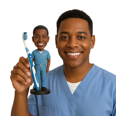 Custom Bobblehead Male Dentist Toothbrush Brush Holder - Careers & Professionals Dentists Personalized Bobblehead & Cake Topper