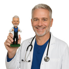 Custom Bobblehead Superhero Doctor With Face Mask And Long Coat With Stethoscope - Careers & Professionals Medical Doctors Personalized Bobblehead & Cake Topper
