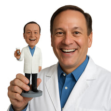 Custom Bobblehead Professional Male Pharmacist recomending the best medicine with business card holder at the base - Careers & Professionals Medical Doctors Personalized Bobblehead & Action Figure