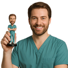 Custom Bobblehead Cool Doctor In His Surgical Outfit - Careers & Professionals Medical Doctors Personalized Bobblehead & Cake Topper