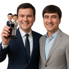 Custom Bobblehead Two Stylish Corporate Dudes Displaying A Photo Frame - Careers & Professionals Corporate & Executives Personalized Bobblehead & Cake Topper