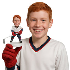 Custom Bobblehead Male Ice Hockey Player Ready To Receive The Ball - Sports & Hobbies Ice & Field Hockey Personalized Bobblehead & Cake Topper