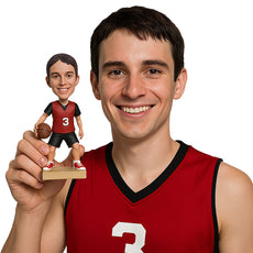 Custom Bobblehead Male Basketball Player Has Full Control Over The Basketball - Sports & Hobbies Basketball Personalized Bobblehead & Cake Topper