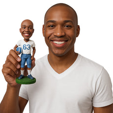 Custom Bobblehead Football Player Holding His Helmet - Sports & Hobbies Football Personalized Bobblehead & Cake Topper