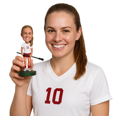 Custom Bobblehead Female Field Hockey Player Posing With Her Stick - Sports & Hobbies Ice & Field Hockey Personalized Bobblehead & Cake Topper